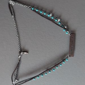 Plunder Turquoise copper plate bless your heart necklace.